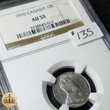 1910 10 Cent coin | Ngc Graded Au55 | Strong piece