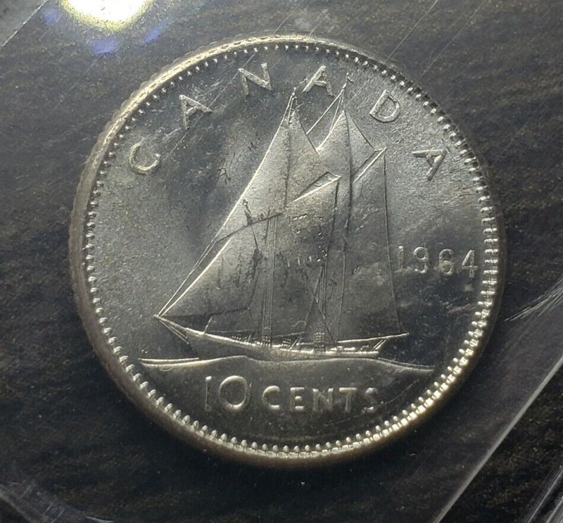 1964 10 Cent Silver Coin - Canada | ICCS Graded MS65