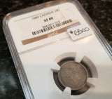 1889 10 Cent Coin - RARE Canada KEYDATE - NGC XF40