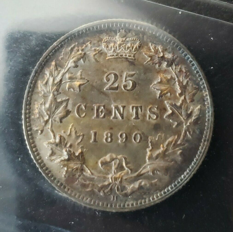 1890H 25 Cent Coin - Canada | ICCS MS62 | Amazing Colour