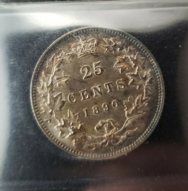 1890H 25 Cent Coin - Canada | ICCS MS62 | Amazing Colour