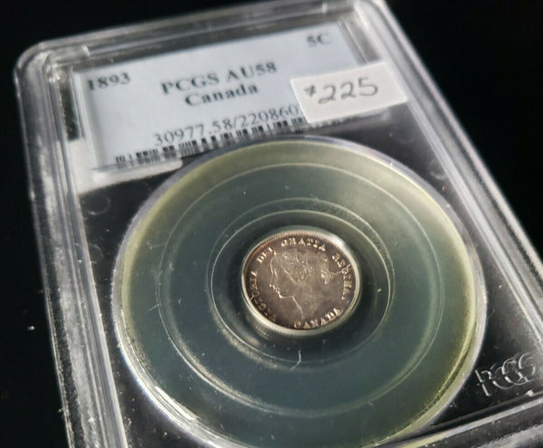 1893 5 Cent Coin - Canada | PCGS AU58 | Very Nice!