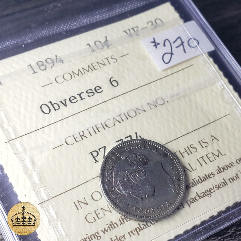 1894 10 Cent Coin | Graded VF-30 | Obverse 6