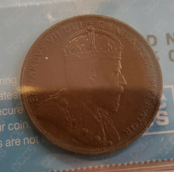 1907 Large 1 Cent Coin - Newfoundland | CCCS AU-55 | Nice!