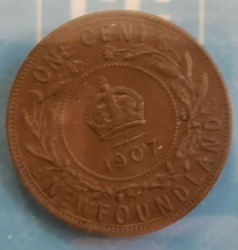 1907 Large 1 Cent Coin - Newfoundland | CCCS AU-55 | Nice!