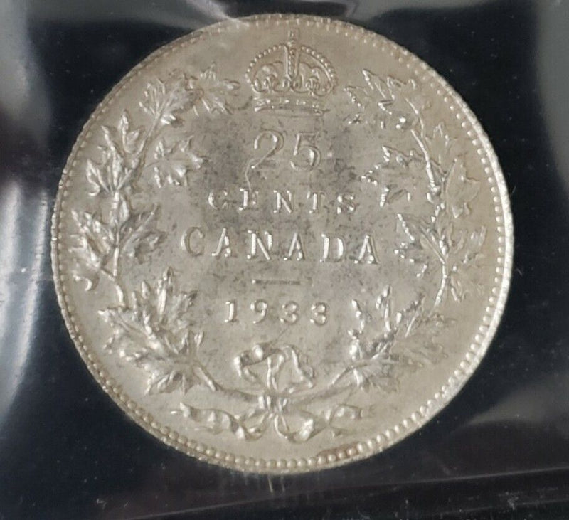 1933 25 Cent Coin - Canada | ICCS MS-64