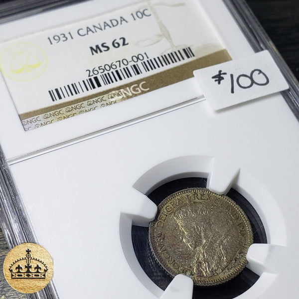 1931 10 Cent silver coin | Ngc Graded MS62