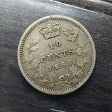 1858 10 Cent Coin | Ultra Rare 8/5 | Graded VF30