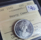 1965 25 Cent Silver Coin | ICCS Graded MS65 Heavy Cameo