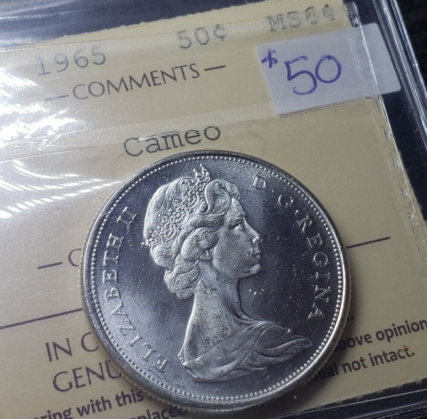 1965 50 Cent Silver Coin - Canada | Graded MS64 Cameo