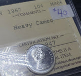 1967 10 Cent silver coin - Canada | Graded MS64 Heavy Cameo