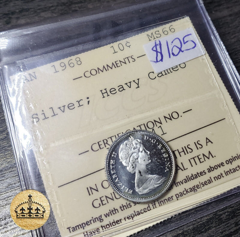 1968 10 Cent coin | Graded MS66 Heavy Cameo