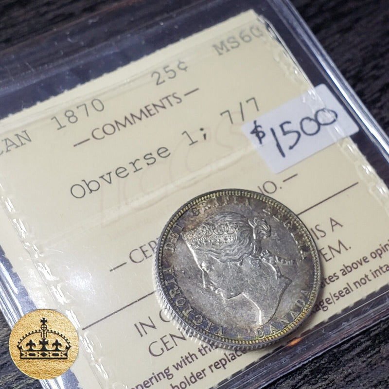 1870h 25 Cent | Ultra Rare 7/7 Variety | Graded MS-60