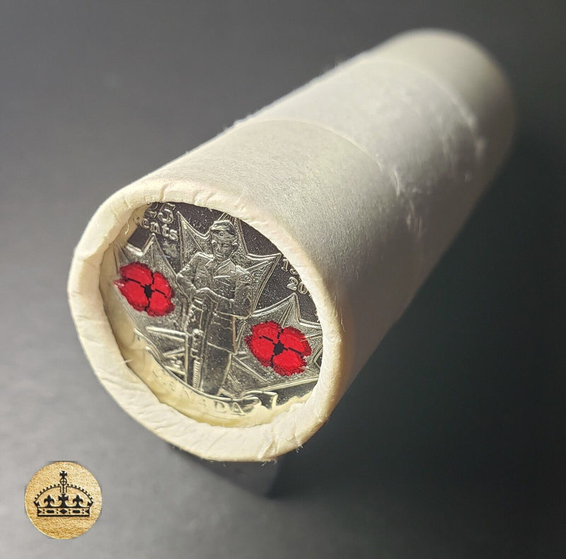 2010 25 Cent Coin Roll | Remembrance colourized poppy | Obw 40 coins