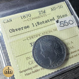 1870 25 Cent Coin | Au-50 | Incredible Tone