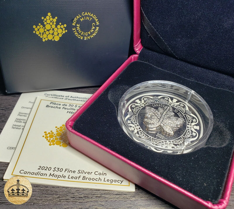 2020 $30 Fine Silver Coin | Canadian Maple Leaf Brooch