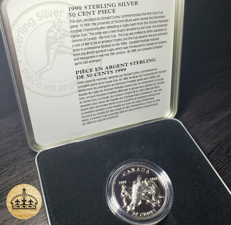 1999 50 Cent coin | .925 Sterling Silver | Football