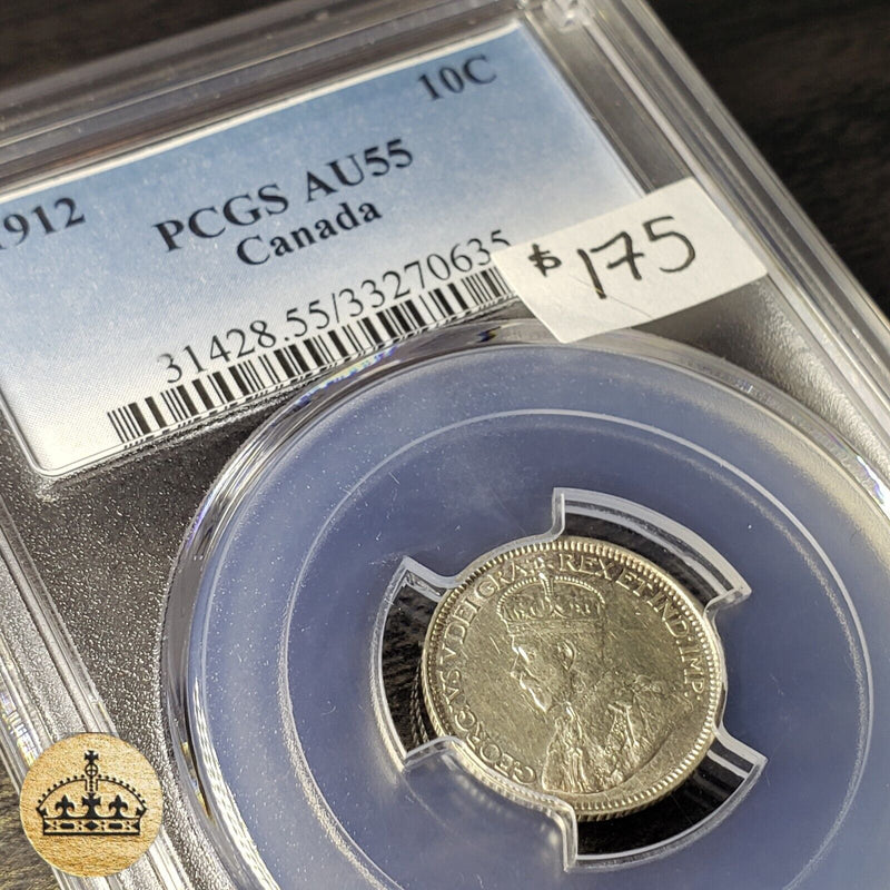 1912 10 Cent coin | PCGS Au55 | Pure White