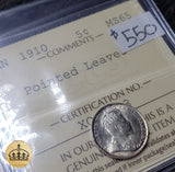 1910 10 Cent Coin | Pointed Leaves | Graded MS65